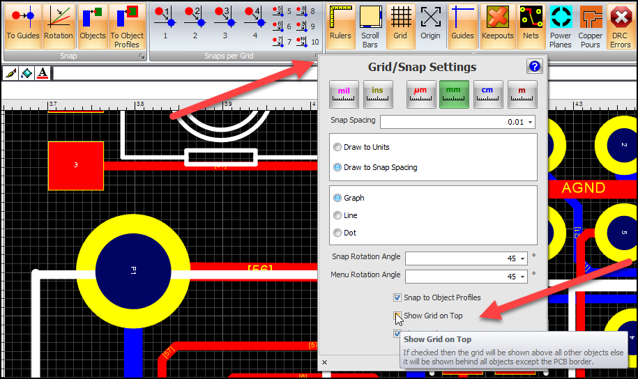 Grid Showing Behind All Except the PCB