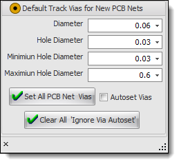 Default Track Vias Settings