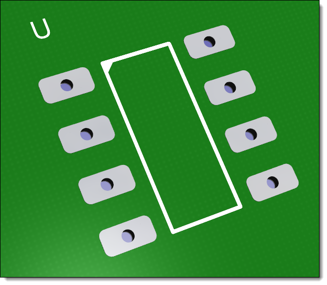 Footprint for a 8-Pin DIP Viewed in 3D